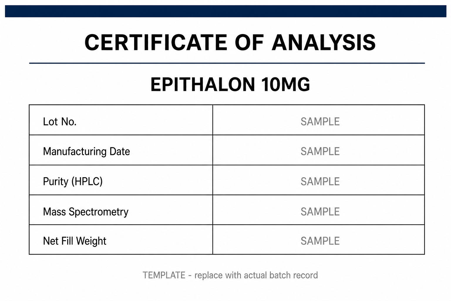 SAMPLE COA template for Epithalon 10MG